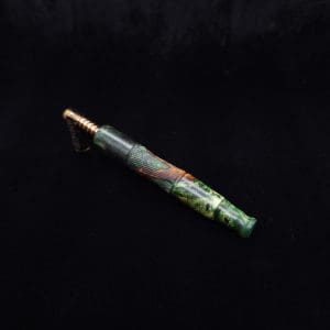 This image portrays Tri-Axial XL Burl Hybrid Dynavap Stem + Book-Matched M.P. - NEW DESIGN! by Dovetail Woodwork.