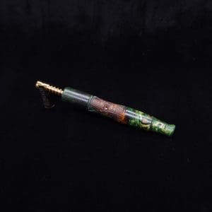 This image portrays Tri-Axial XL Burl Hybrid Dynavap Stem + Book-Matched M.P. - NEW DESIGN! by Dovetail Woodwork.