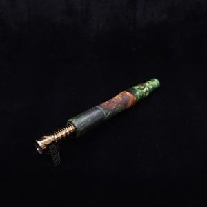 This image portrays Tri-Axial XL Burl Hybrid Dynavap Stem + Book-Matched M.P. - NEW DESIGN! by Dovetail Woodwork.
