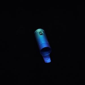 This image portrays The Dynavap Thermal Hyper Cap/Custom Anodized Green-Blue Fade by Dovetail Woodwork.