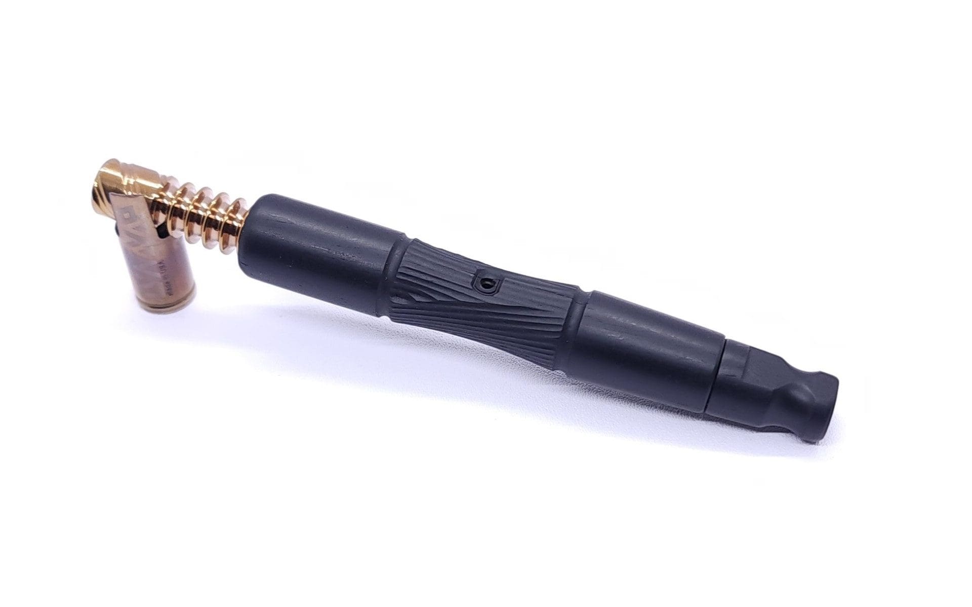 This image portrays Tri-Axial XL Ebony Wood Dynavap Stem + Flat-Head Ebony M.P. - NEW DESIGN! by Dovetail Woodwork.