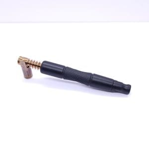 This image portrays Tri-Axial XL Ebony Wood Dynavap Stem + Flat-Head Ebony M.P. - NEW DESIGN! by Dovetail Woodwork.