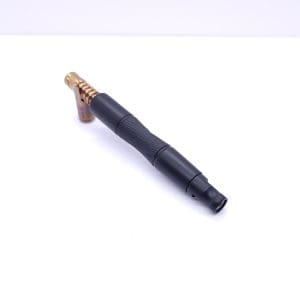 This image portrays Tri-Axial XL Ebony Wood Dynavap Stem + Flat-Head Ebony M.P. - NEW DESIGN! by Dovetail Woodwork.