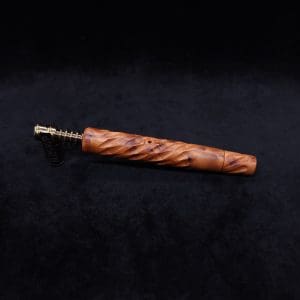 This image portrays Segmented Helix XL Thuya Burl-Dynavap Stem + Matching M.P. - New! by Dovetail Woodwork.