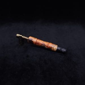 This image portrays Tri-Axial (Standard) Amboyna Burl Dynavap Stem + Matched M.P. - NEW! by Dovetail Woodwork.