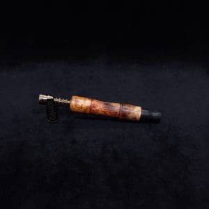 This image portrays Tri-Axial (Standard) Amboyna Burl Dynavap Stem + Matched M.P. - NEW! by Dovetail Woodwork.
