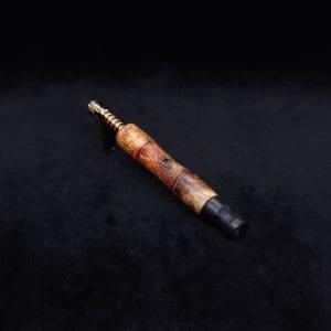 This image portrays Tri-Axial (Standard) Amboyna Burl Dynavap Stem + Matched M.P. - NEW! by Dovetail Woodwork.