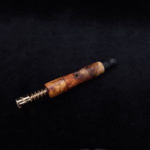 This image portrays Tri-Axial (Standard) Amboyna Burl Dynavap Stem + Matched M.P. - NEW! by Dovetail Woodwork.
