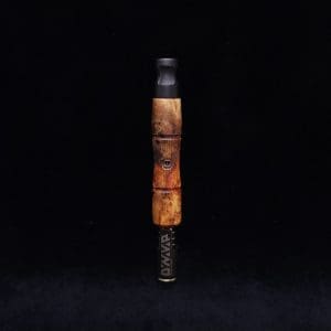 This image portrays Tri-Axial (Standard) Amboyna Burl Dynavap Stem + Matched M.P. - NEW! by Dovetail Woodwork.