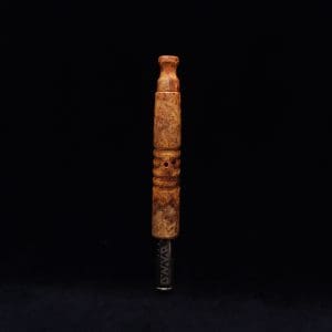 This image portrays Viper XL Stem Dynavap Midsection + Book-Matched M.P. - Exhibition Grade Amboyna Burl ☘ by Dovetail Woodwork.