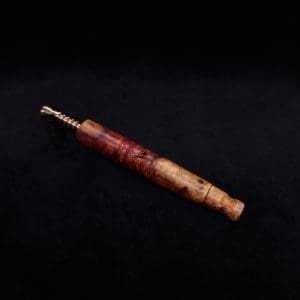 This image portrays Viper XL Stem Dynavap Midsection + Book-Matched M.P. - Exhibition Grade Amboyna Burl ☘ by Dovetail Woodwork.