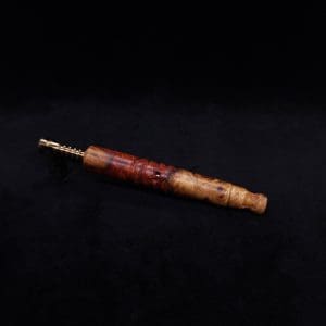 This image portrays Viper XL Stem Dynavap Midsection + Book-Matched M.P. - Exhibition Grade Amboyna Burl ☘ by Dovetail Woodwork.