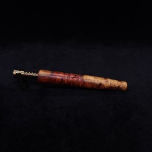 This image portrays Viper XL Stem Dynavap Midsection + Book-Matched M.P. - Exhibition Grade Amboyna Burl ☘ by Dovetail Woodwork.