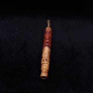 This image portrays Viper XL Stem Dynavap Midsection + Book-Matched M.P. - Exhibition Grade Amboyna Burl ☘ by Dovetail Woodwork.