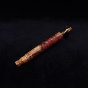 This image portrays Viper XL Stem Dynavap Midsection + Book-Matched M.P. - Exhibition Grade Amboyna Burl ☘ by Dovetail Woodwork.