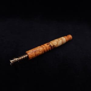 This image portrays Viper XL Stem Dynavap Midsection + Book-Matched M.P. - Exhibition Grade Amboyna Burl ☘ by Dovetail Woodwork.