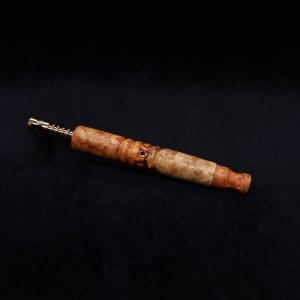 This image portrays Viper XL Stem Dynavap Midsection + Book-Matched M.P. - Exhibition Grade Amboyna Burl ☘ by Dovetail Woodwork.