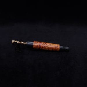 This image portrays Blunt (Standard) Dynavap Burl Stem + Ebony Matched M.P. - Exhibition Grade Amboyna Burl ☘ by Dovetail Woodwork.