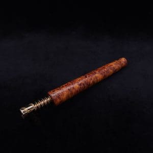 This image portrays Blunt XL Dynavap Burl Stem + Book-Matched M.P. - Exhibition Grade Amboyna Burl ☘ by Dovetail Woodwork.