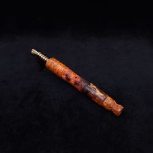This image portrays Tri-Axial XL Dynavap Stem Exhibition Grade Amboyna Burl + Book-Matched M.P. - NEW! by Dovetail Woodwork.