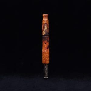 This image portrays Tri-Axial XL Dynavap Stem Exhibition Grade Amboyna Burl + Book-Matched M.P. - NEW! by Dovetail Woodwork.