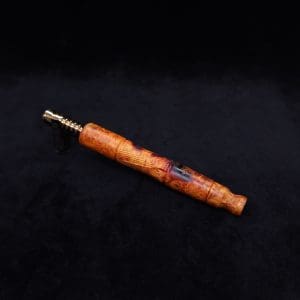 This image portrays Tri-Axial XL Dynavap Stem Exhibition Grade Amboyna Burl + Book-Matched M.P. - NEW! by Dovetail Woodwork.