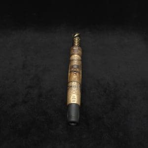 This image portrays Diamond Wing XL Dynavap Stem(Cross Grain Black Limba) + Matched Ebony M.P. by Dovetail Woodwork.