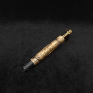 This image portrays Diamond Wing XL Dynavap Stem(Cross Grain Black Limba) + Matched Ebony M.P. by Dovetail Woodwork.