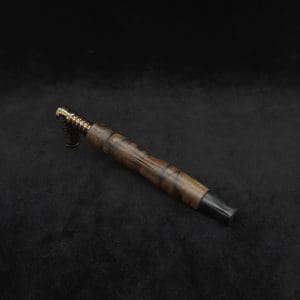 This image portrays Diamond Wing XL Dynavap Stem(Cross Grain Black Limba) + Matched Ebony M.P. by Dovetail Woodwork.