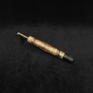 This image portrays Diamond Wing XL Dynavap Stem(Cross Grain Black Limba) + Matched Ebony M.P. by Dovetail Woodwork.