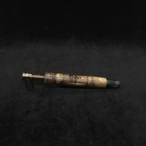 This image portrays Diamond Wing XL Dynavap Stem(Cross Grain Black Limba) + Matched Ebony M.P. by Dovetail Woodwork.