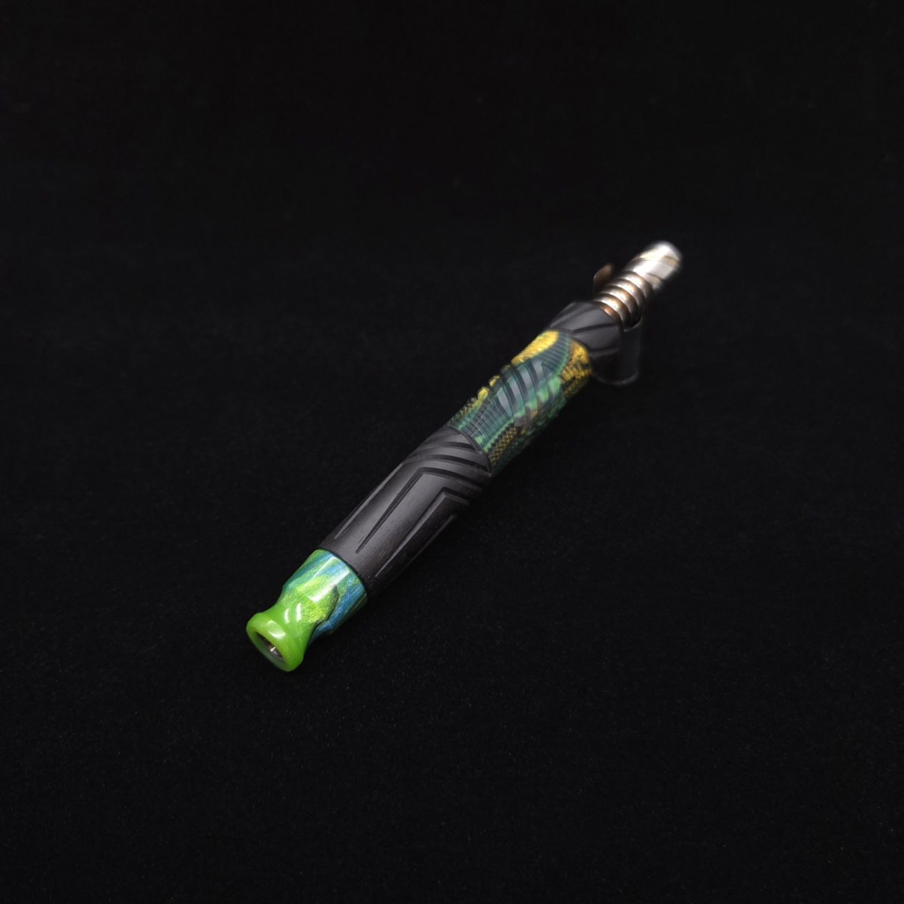 This image portrays Vertex Hybrid XL Black Ebony Dynavap Stem + (4) Mouthpieces - NEW! ☘ 🎃 by Dovetail Woodwork.