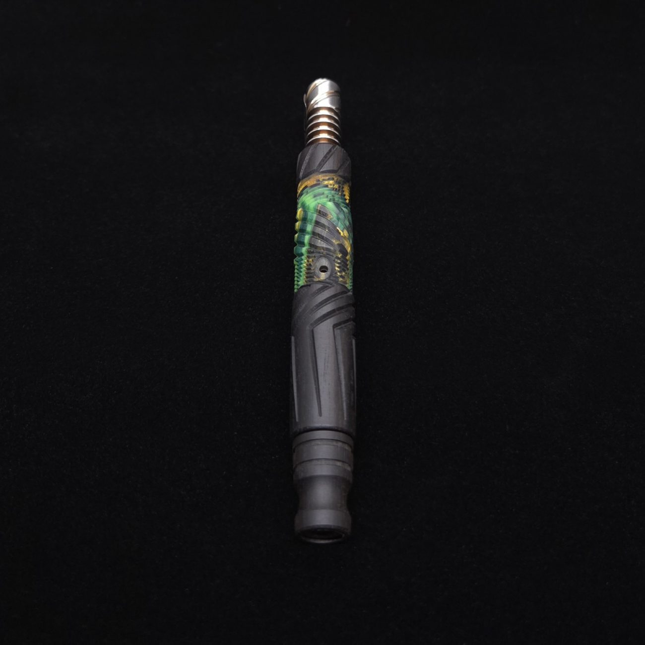This image portrays Vertex Hybrid XL Black Ebony Dynavap Stem + (4) Mouthpieces - NEW! ☘ 🎃 by Dovetail Woodwork.