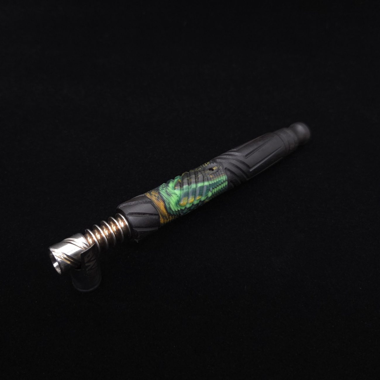 This image portrays Vertex Hybrid XL Black Ebony Dynavap Stem + (4) Mouthpieces - NEW! ☘ 🎃 by Dovetail Woodwork.