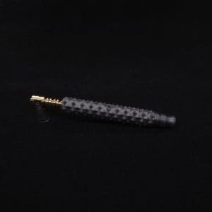 This image portrays Reaper Spine XL Ebony Wood Dynavap Stem + (2) Mouthpieces - NEW! 𓌜 🎃 by Dovetail Woodwork.